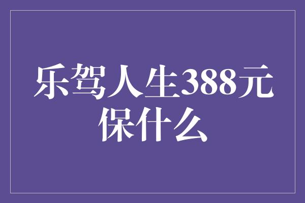 乐驾人生388元保什么