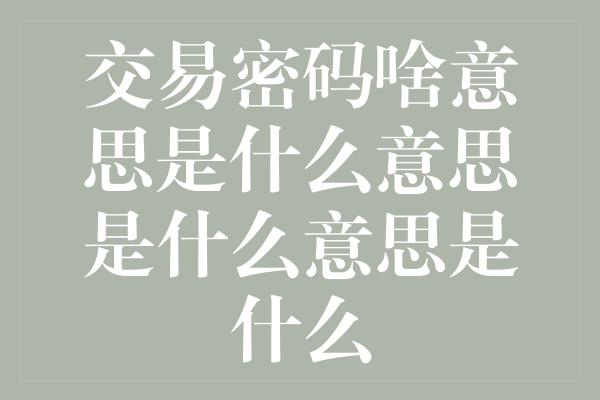 交易密码啥意思是什么意思是什么意思是什么