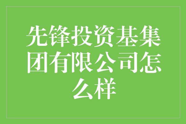 先锋投资基集团有限公司怎么样