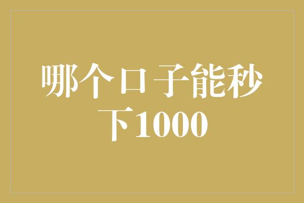 哪个口子能秒下1000