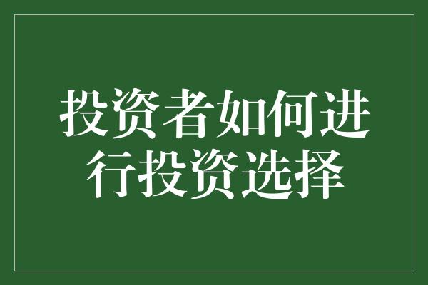 投资者如何进行投资选择